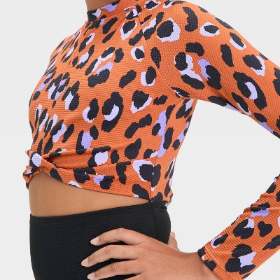 Art Class Girls' Hand Drawn Cheetah Printed One Piece Swimsuit - art class™ L: Long Sleeve, UPF 50+, Animal Print, Recycled Polyester — фото 3