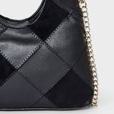 Universal Thread Square Patchwork Mini Slouchy Chain Handbag - Universal Thread™ Black — фото 5