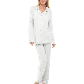 Women's Soft Knit Jersey Pajamas Lounge Set, Long Sleeve Top and Pants with Pockets
