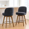 Bekrvio 26" Swivel Counter Height Bar Stools Set of 1/2/3/4,Fabric Upholstered Bar Chairs with Walnut Wood Legs, Counter-Height Kitchen Island Stools - 2 of 4