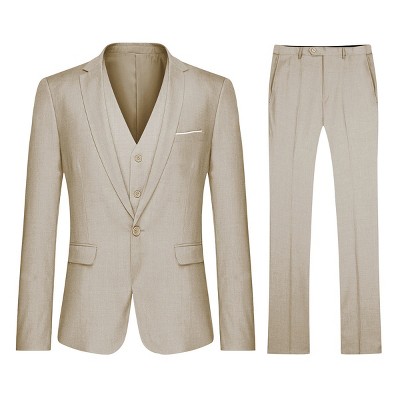 Cloudstyle Mens 3-Piece Suit Notched Lapel One Button Slim Fit Formal Jacket Vest Pants Set