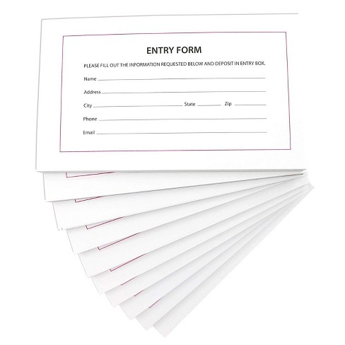 Blue Panda 1000 Entry Forms 10 Pads With 100 Sheets Per Pad Entry Cards For Contests Raffles Ballots Drawings 6 2 X 3 7 Inches Target