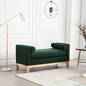 NicBex Elegant Boucle Fabric Ottoman Bench with Arms & Pillows,Upholstered Ottoman Stool for Living Room,Bedroom - 1 of 4