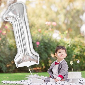 KatchOn, Silver 1 Balloon for First Birthday - Giant, 40 Inch | One Balloon for First Birthday, Winter Onederland 1st Birthday Girl - 1 of 4