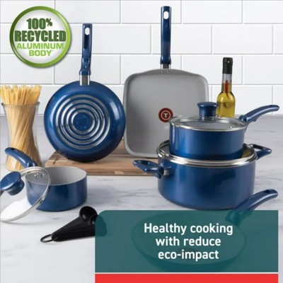 LunaLulink 4-Piece Ceramic Non-Stick Cookware Set, Blue