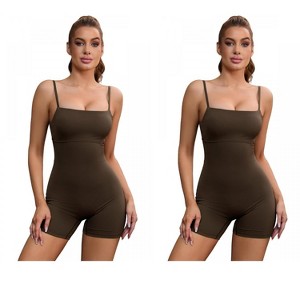 INSPIRE CHIC 2 Pcs Women's Square Neck Spaghetti Straps Backless Tummy Control Cami Body Shapers - 1 of 4