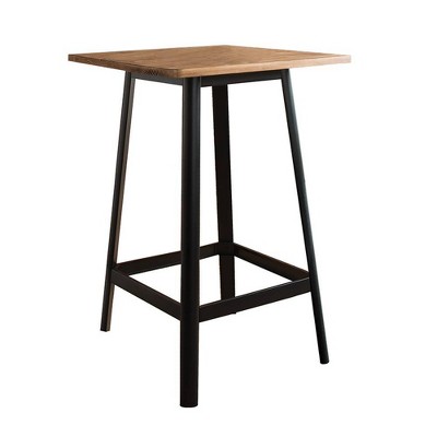 Industrial Pine Wood Square Bar Table in Natural & Black