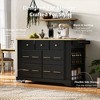 PAGED Modern Kitchen Island with Drop Leaf, Rolling Kitchen Cart with Pull Out Trash Can Storage, 5 Open Side Racks for Kitchen - 2 of 4