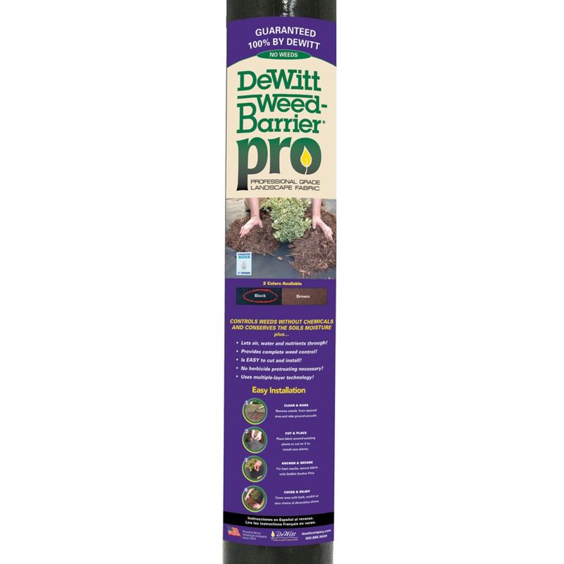 DeWitt Weed Barrier Pro 3-Ounce Commercial and Home Garden Landscape Weed Block Barrier Heavy-Duty Non-Woven Ground Cover Fabric, Black, 4 of 7
