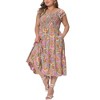 Agnes Orinda Women's Plus Size Square Neck Flutter Sleeve Smocked High Waist Floral Midi A Line Dresses - 2 of 4