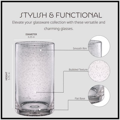 Clear 17 oz Bubble Glass Highball Tumblers, Set of 4