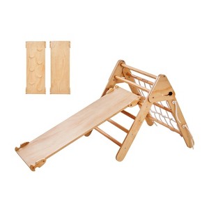 Pikler Triangle Set, 4 in 1 Toddler Climbing Toys Indoor Playground, Large Size Wooden Climbing Gym for Toddlers 1-3 Years - 1 of 4