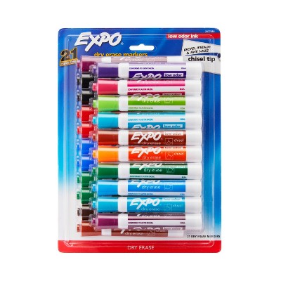 Expo 21pk Dry Erase Markers Chisel Tip Multicolored