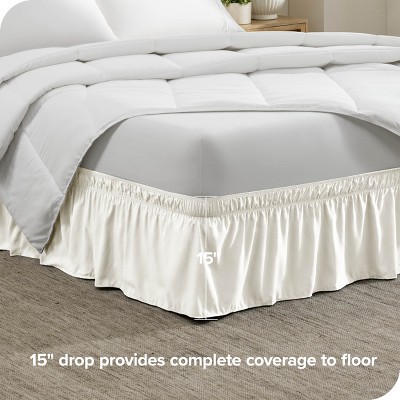King Cream Polyester Ruffled Wrap Around Bed Skirt