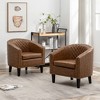 KINWELL Set of 2 PU Faux Leather Club Armchair with Nailheads - 4 of 4