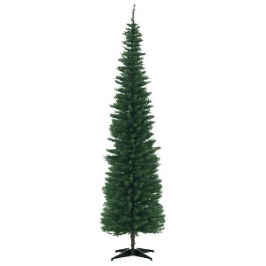 FONTOI 7ft Slim Artificial Christmas Tree Decorative Pencil Pine Tree for Home Office Holiday or Party Celebration, Green, 36.61"*7.87"*9.06" - 1 of 4