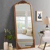 MAYEERTY Full-Length Mirror Solid Wood Carved Right Angle Micro-Arch Weathered White 64x21in with Stand - 2 of 4