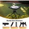 VINGLI Outdoor Side Table, 18" Patio Table Steel Frame Tempered Glass Top, Weatherproof Small Tables for Balcony Garden Poolside - 4 of 4