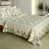 Slickblue Vermicelli Quilted Quilt Set, 8 Floral Design, Full/Queen, Cotton, Machine Washable, 3-Piece - 2 of 4