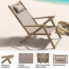 Outdoor Weather-Resistant Wood Folding Beach Chair with Backpack Straps - 4-Position Reclining Seat by Lavish Home - 4 of 4