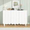TiramisuBest 55.1"x13.7" Minimalist Shoe Cabinet with 5 Solid Wood Legs, 4-Door Fluted Storage Sideboard with Adjustable Shelves, White - 2 of 4