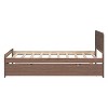 Okak Twin Modern Platform Bed Frame with Trundle & 2 Storage Drawers Sturdy Wooden Platform Bed Noiseless No Springs Required Easy to Assemble, Walnut - 2 of 4