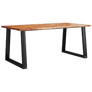 vidaXL Solid Acacia Wood Dining Table with Live Edge and Sturdy U-Shaped Legs, Perfect for Dining Room or Kitchen - 1 of 4