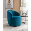 Racxily Teddy Fabric Swivel Accent Armchair - Dark Green Barrel Chair with Black Metal Ring | Teddy Fabric Swivel Accent Armchair - 3 of 4