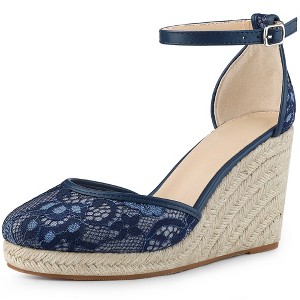 Allegra K Women's Closed Toe Lace Wedge Heels Wedge Sandals - 1 of 4