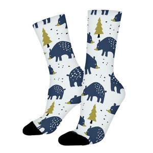 Bears In The Wnter Forest Women Printed Crew Socks Funny Funky Socks Soft Polyester Novelty Gifts for Artists Men - 1 of 1