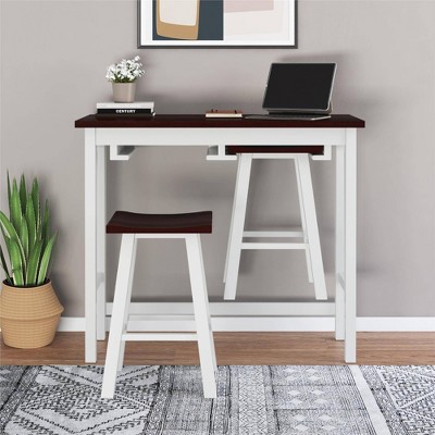 White Acacia Wood 3-Piece Counter Height Pub Dining Set
