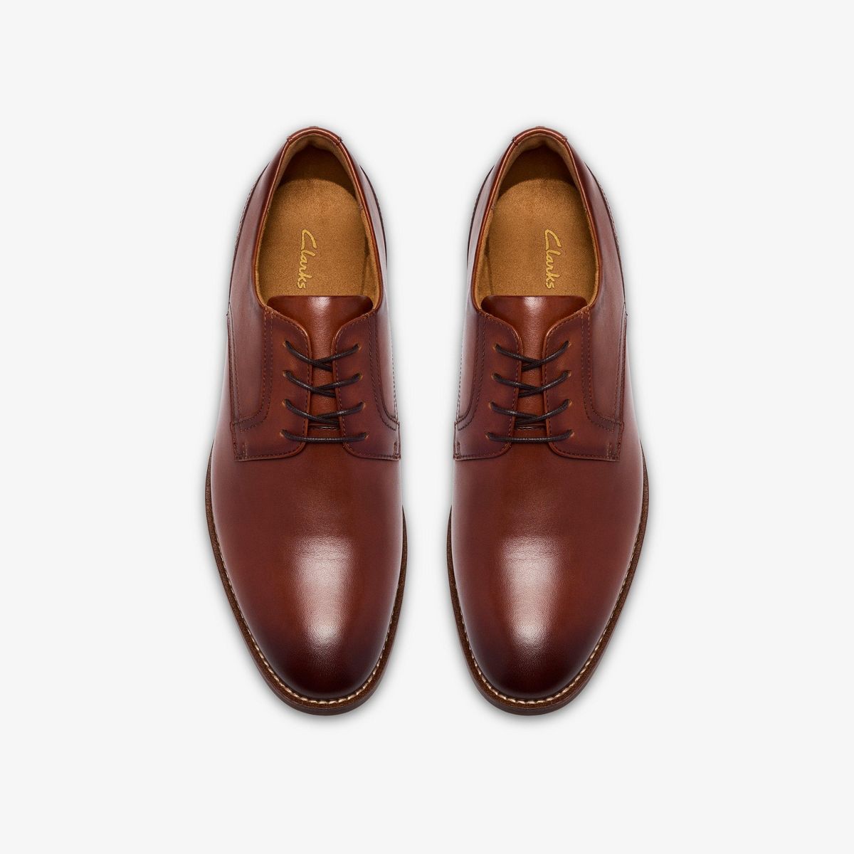 Clarks Mens Bowburn Lace Tan Leather Shoes - thumbnail 6