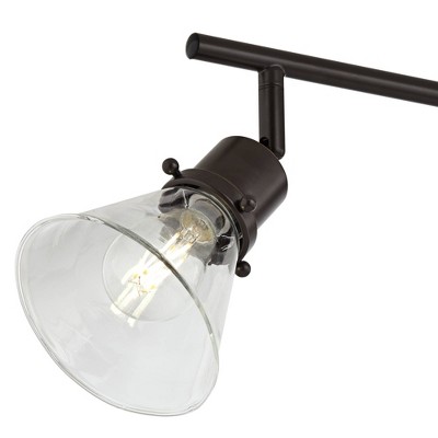 Adjustable Bronze 3-Light Track Fixture with Clear Glass Shades