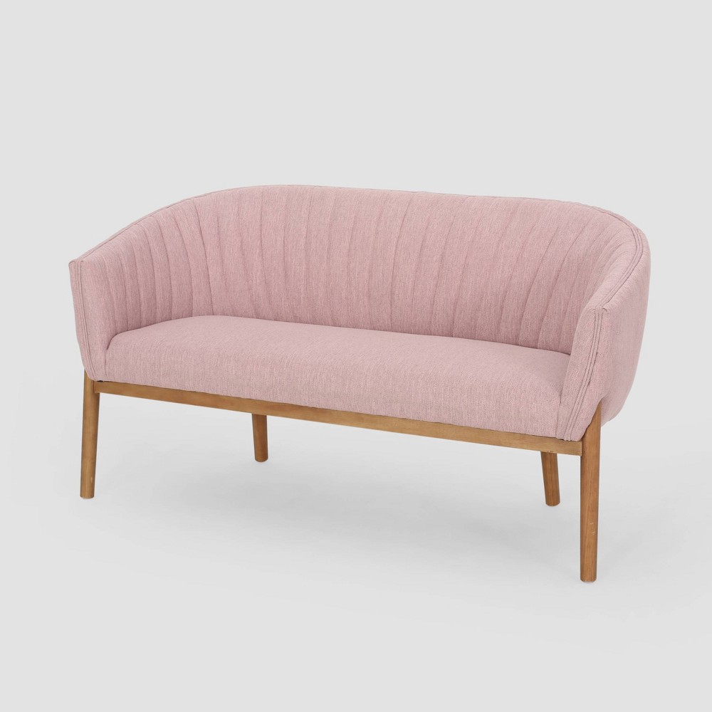 Photos - Sofa Galena Mid-Century Loveseat Light Pink - Christopher Knight Home