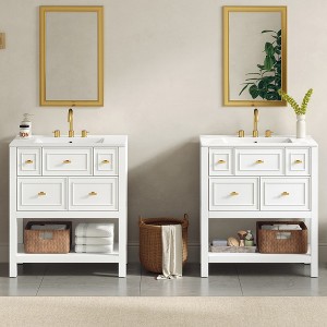 Bella Depot 30‘’ Bathroom Vanity with Ceramic Sink Combo Free Standing Single Vanity Set with 5 Drawers(2 PCS) - 1 of 4