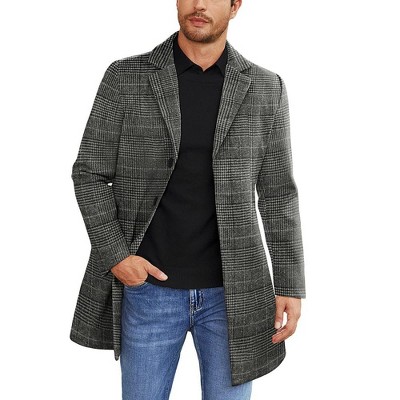 COOFANDY Mens Wool Blend Coat Winter Trench Coats Notched Lapel Collar Single Breasted Overcoat Classic Peacoat With Pockets