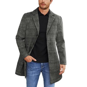 COOFANDY Mens Wool Blend Coat Winter Trench Coats Notched Lapel Collar Single Breasted Overcoat Classic Peacoat With Pockets - 1 of 4