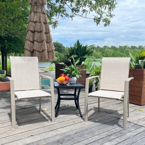 GDFStudio Paul Outdoor Stackable Textilene and Metal Dining Chairs (Set of 2) - 1 of 4