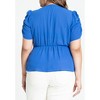 ELOQUII Women's Plus Size Shirred Sleeve Top With Buttons - 3 of 4