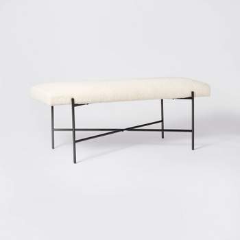 Clarkston Metal Base Upholstered Bench Cream Boucle - Threshold™ designed with Studio McGee