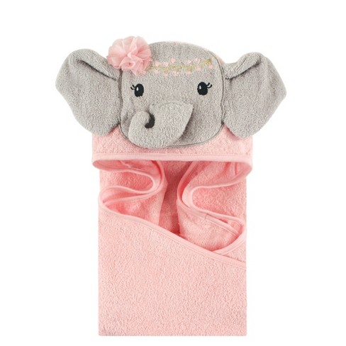 Little Treasure Baby Girl Cotton Animal Face Hooded Towel, Blossom