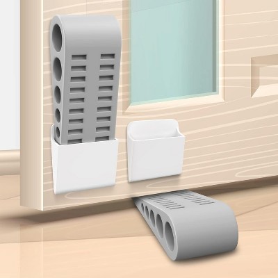 DOMETOUR 8 Pack Rubber Door Stoppers with Holder, Heavy Duty Wedge for Home, Office, Classroom – Works on Carpet, Concrete, Linoleum & Wood
