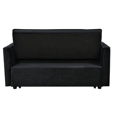 Kumasinova Velvet Futon Sofa Bed,3 in 1 Convertible Sleeper Sofa Bed with Toss Pillows,Pockets,Pull Out Couch for Living Room,Apartment,Office