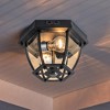 C Cattleya 2-Light Matte Black Motion Sensor Flush Mount Light with Clear Glass - image 2 of 4