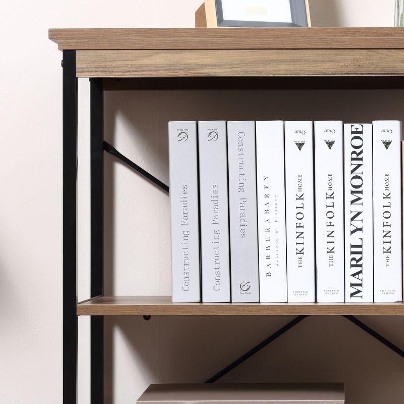 HOMCOM 2-Tier Shelf, Modern Style Bookshelf with Metal Frame for Living Room, Bedroom, and Office, Brown, 5 of 7