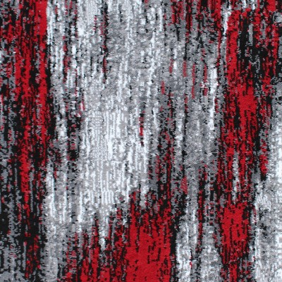 Red and Gray Tufted Synthetic 5' x 7' Area Rug