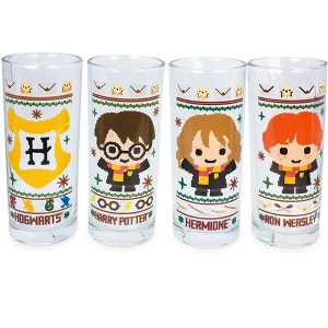 Silver Buffalo Harry Potter Chibi Christmas Sweater 10-Ounce Tumbler Glasses | Set of 4 - 1 of 4
