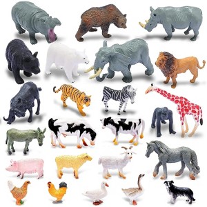 12-Piece Mini Farm Animal Figures Set, Plastic Educational Toys and Cake Toppers for Kids - 1 of 4