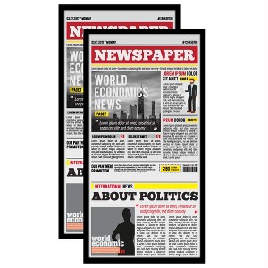 Americanflat Newspaper Frame - 11x22 Plexiglass Cover - 2 Pack - Black - 1 of 4
