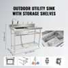 VEVOR Stainless Steel Utility Sink, 1 Compartment Free Standing Small Sink w/Workbench Faucet & legs, 39.4 x 19.1 x 37.4 in Single Bowl Sinks, Silver - 3 of 4